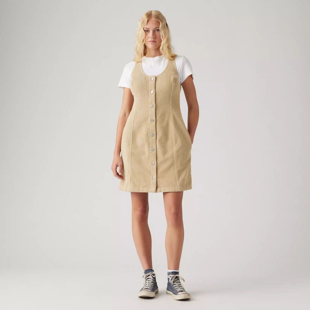 Levi's | NWT Tuli Corduroy Mini Dress in Tan 100% Cotton | XXL Slim Fit